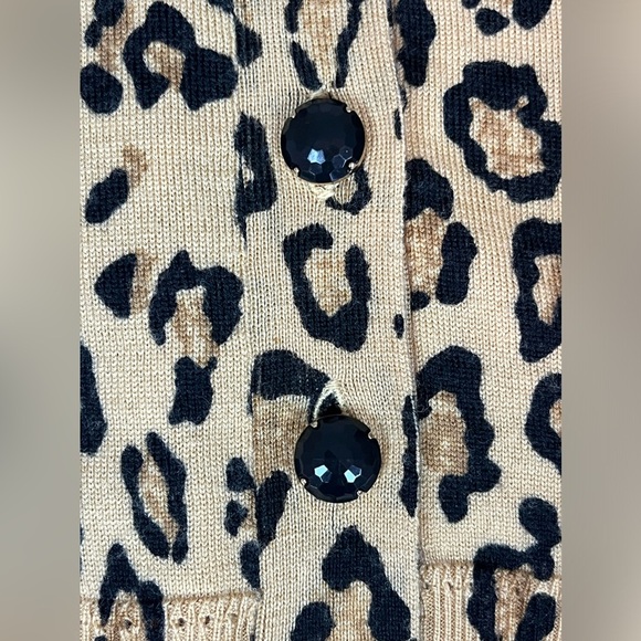 Milly Of New York Vintage 100% Merino Wool Leopard Print Cardigan Size Small - Picture 10 of 13